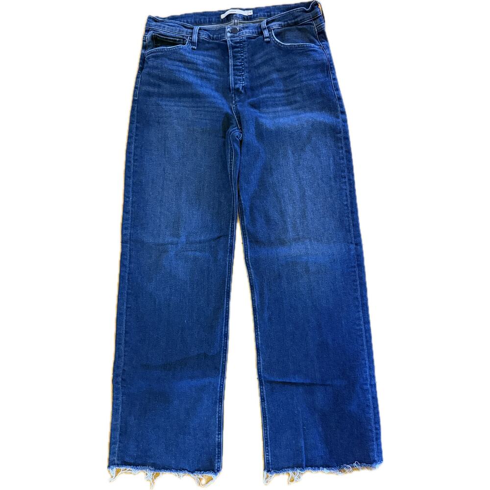 HUDSON Rosie Wide Leg Jeans Womens Size 32 Dark‎ Wash Raw Hem Stretch
